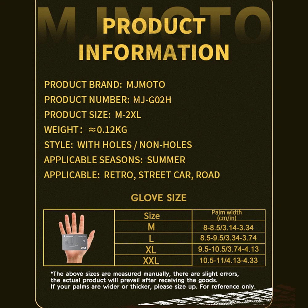 Summer Half Finger Motorcycle Gloves Retro Black Leather Motorbike Racing Gloves Motocross Moto Biker Cycling Fingerless Gloves