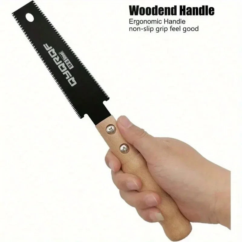 1PC Black Small Hand Saw 6 Inch Japanese Pull Saw with Double Edges 15/17 TPI Flush Cut Saw for Woodworking DIY Projects
