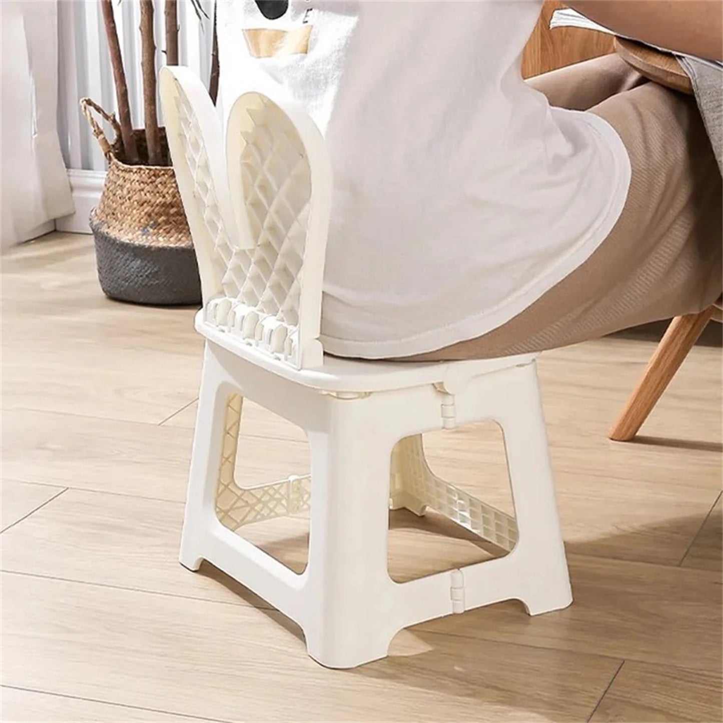 Bunny folding chair back chair thickened portable home chair outdoor creative stool cartoon back chair plastic folding