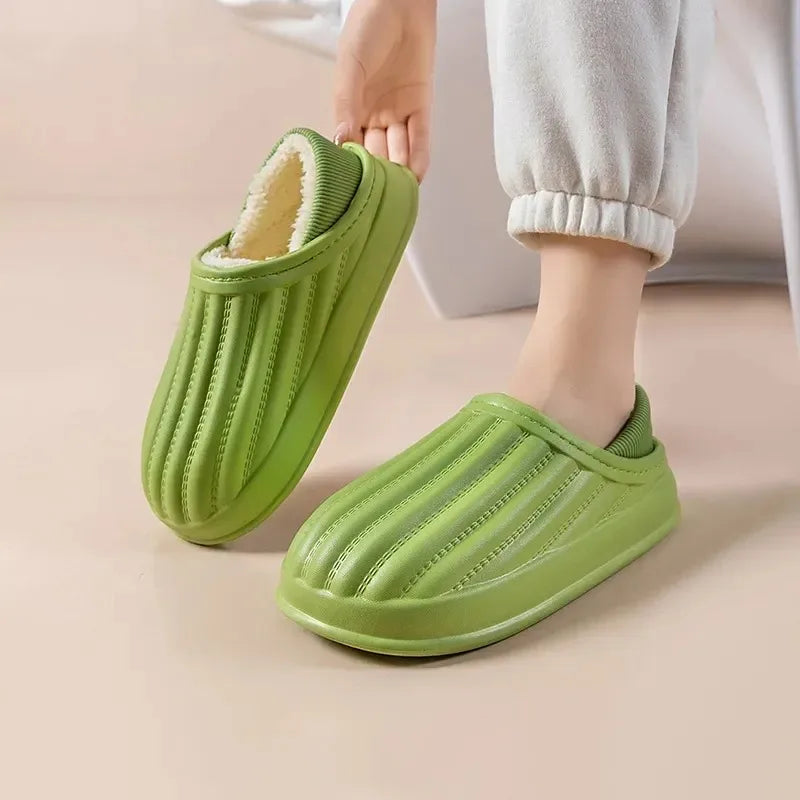 Winter Warm Cotton Slippers for WOMEN'S Home Wear, Thickened Waterproof, Snow Proof, Warm and Minimalist Couple Cotton Shoes