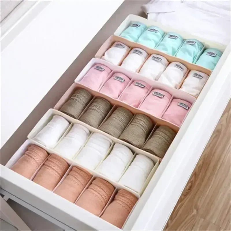 Closet Organize Sorting Boxs Household Storage Basket 5 Grids Underwear Socks Storage Box Plastic Drawer Divider Desk Accessory
