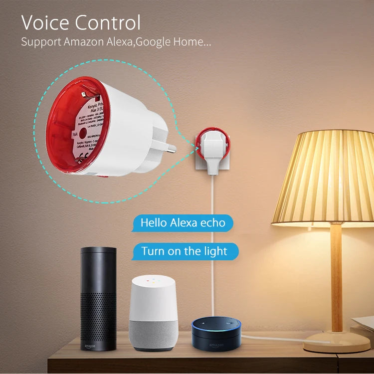 Tuya WiFi Smart Plug Socket EU 16A with Power Monitoring Timing Voice Control Works with Alexa Google Home Smart Life