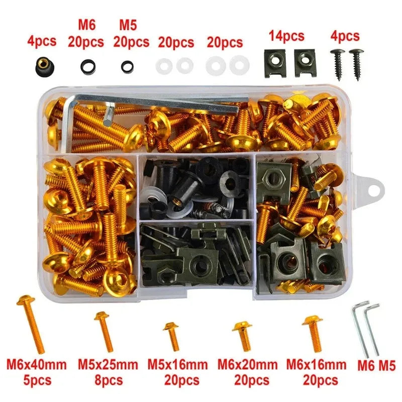 177pcs Motorcycle Windshield Screw Fairing Bolt Kit Car Body Decoration
