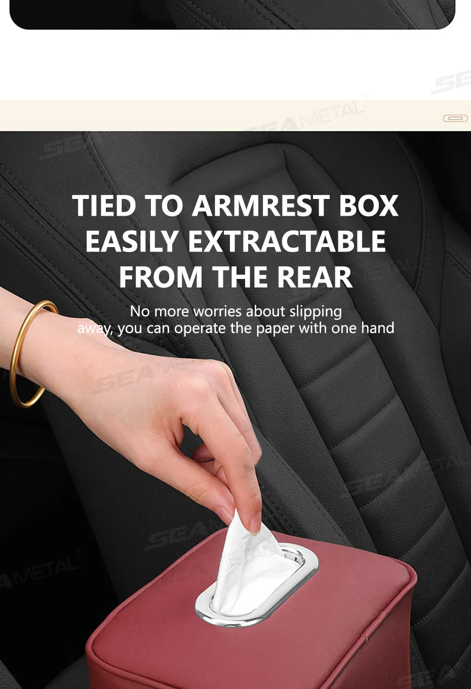 BLALION Car Tissue Box Holder Nappa Leather Car Center Console Armrest Napkin Box Sun Visor Backseat Tissue Case with Fix Strap