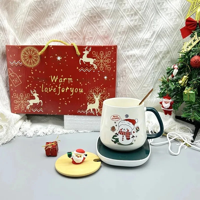 Christmas Gift Set:55 ℃ Thermostat Mugs Cup Ceramic Cup With Lid With Spoon Mugs Coffee Cups For Office Or Home Use
