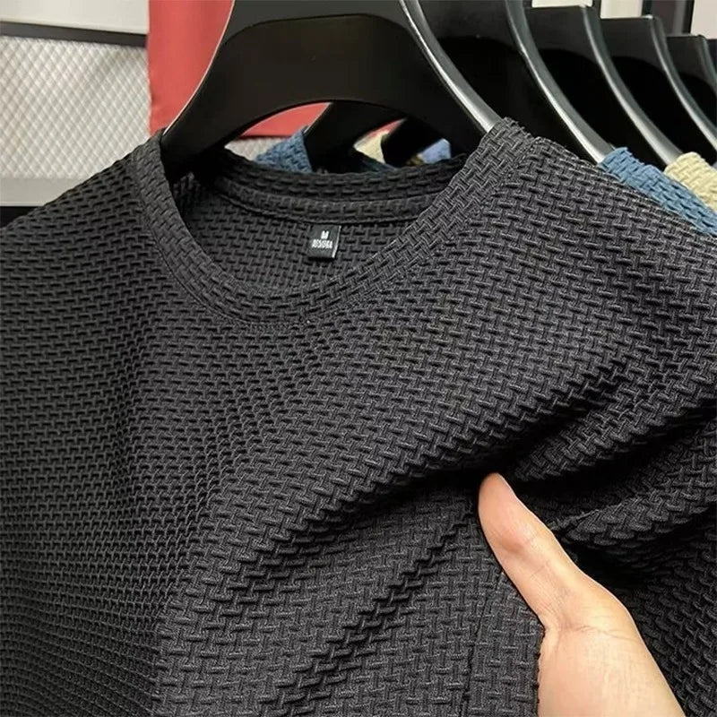 Ice silk quick drying men's T-shirt summer men's short sleeved mesh breathable sports half sleeved plus size running fitness clo