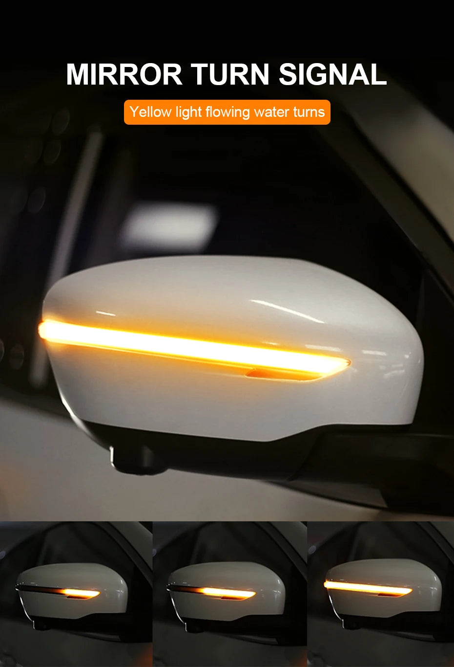 BLALION Car Rearview Mirror Turn Signal Light Running Light Steering Flow Light Start Scanning DRL Light Conversion Light Strip
