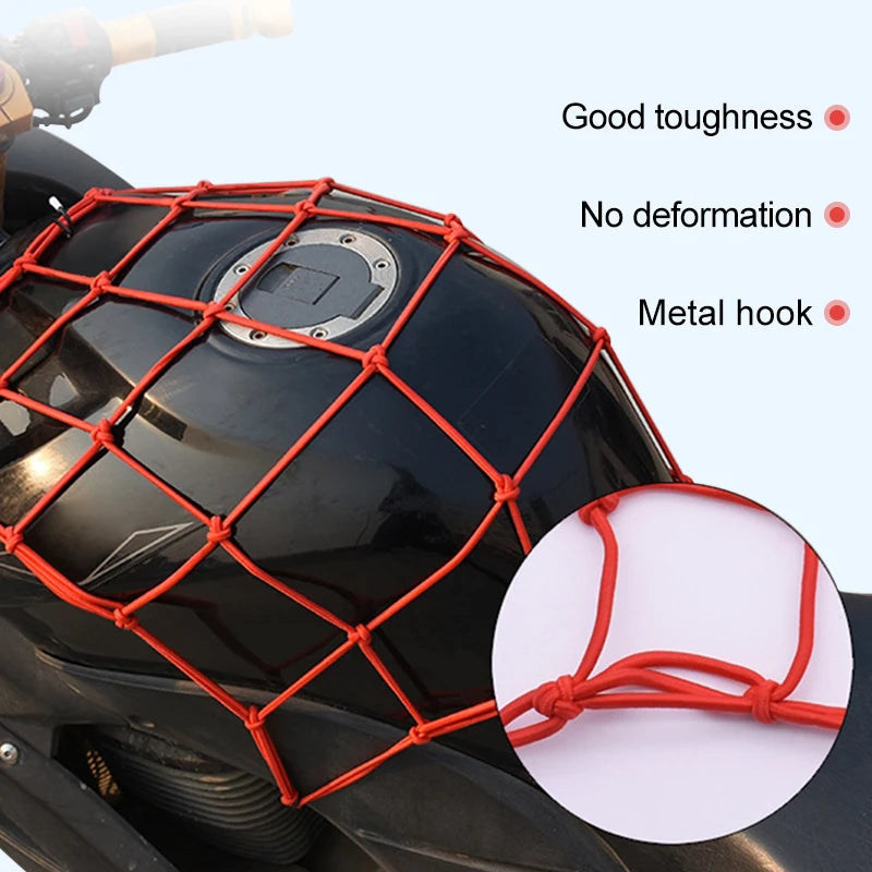 BLALION Motorcycle Luggage Net Bike 6 Hooks Hold Down Fuel Tank Luggage Mesh Web Styling High Quality Moto Adjustable Cargo Net