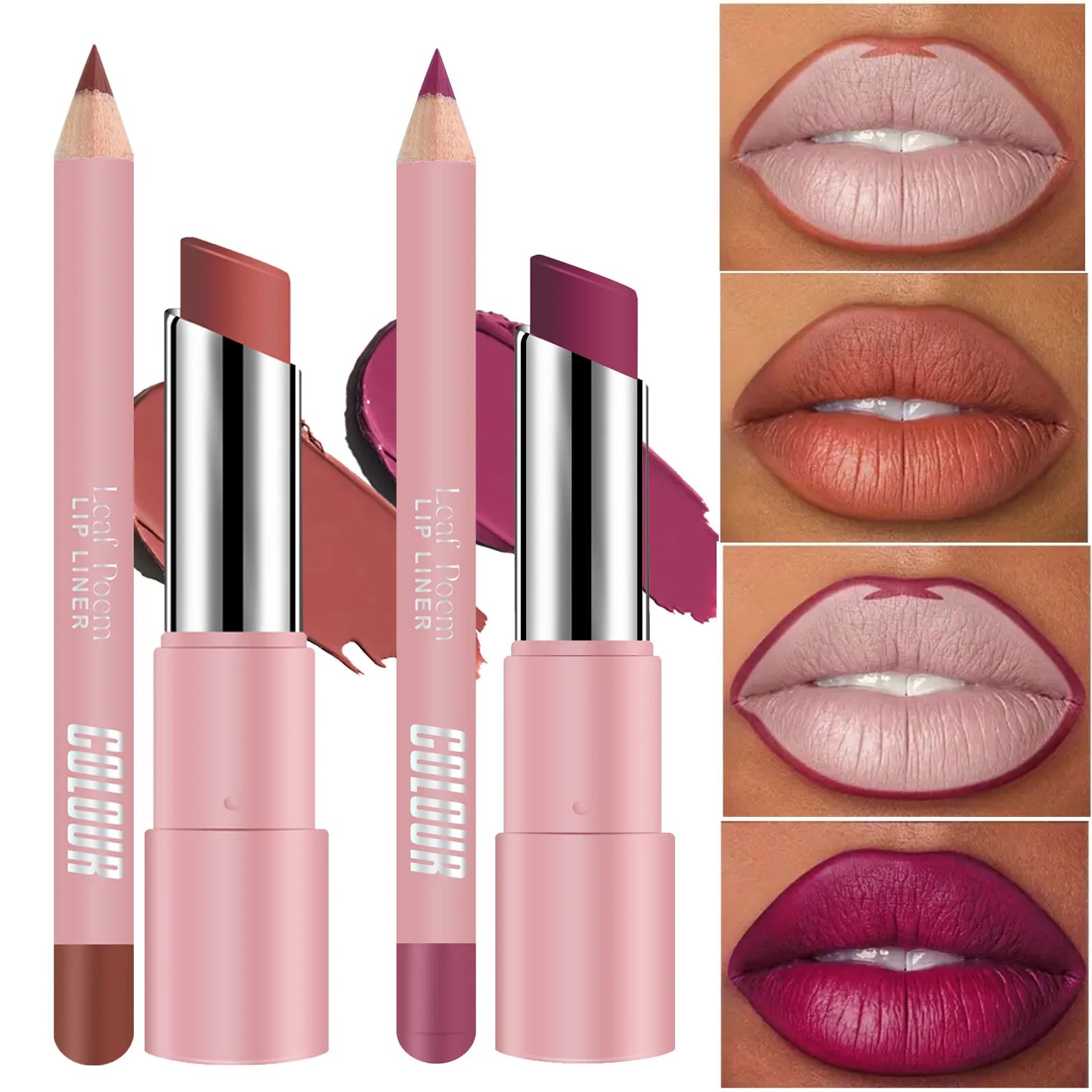 Velvet Matte Lip Liner Lipstick Pen Set Red Contour Tint Lipstick Sexy Red Contour Tint Lipstick Non-stick Cup Lipliner Pen Make