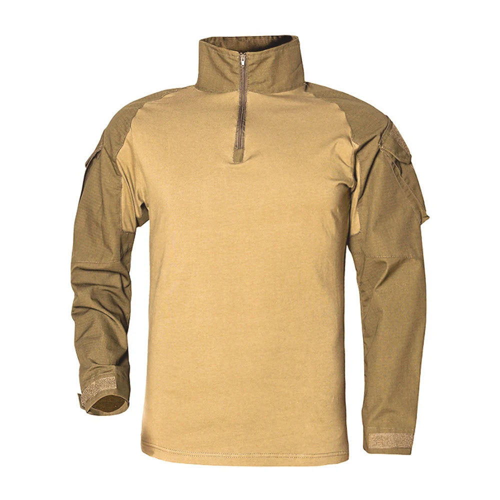 Outdoor Tactical Hiking T-Shirts Men Combat Camouflage Long Sleeve Hunting Training Climbing Shirt Cotton Sport Clothes