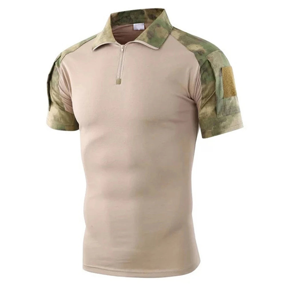 Tactical T-Shirts Mens Outdoor Sport Tee Quick Dry Short Sleeve Shirt Hiking Hunting Combat Men Camo Clothing
