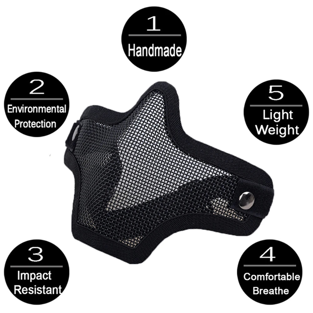 Tactical Airsoft Mask Outdoor Hunting Metal Wire Mesh Protective Mask BB Gun Shooting Paintball Accessories