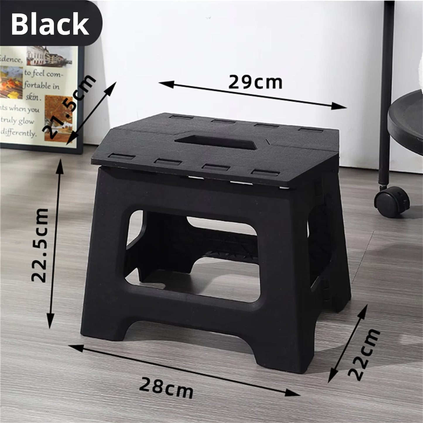 Adult folding footstool for living room, kitchen and bathroom shower stool, waterproof plastic portable travel stool