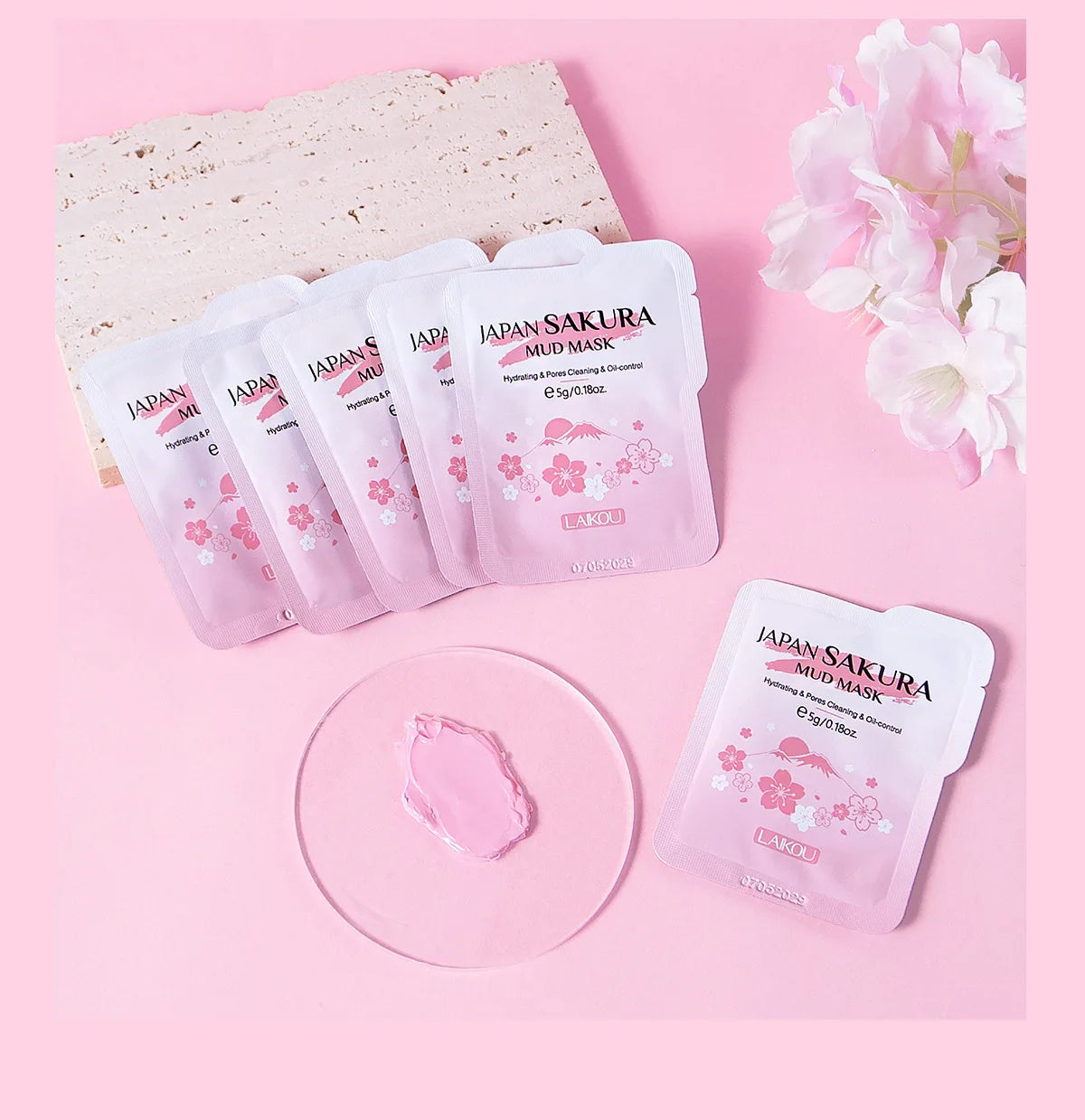 LAIKOU Japan Sakura Solid Mask Deep Cleansing Oil Control Balance Antioxidan Shrink Pores Remove Blackheads Mud Mask 5g