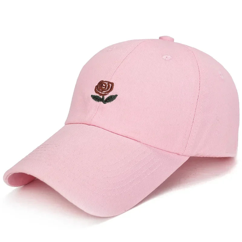 Unisex Rose Embroidery Baseball Cap for Men Women Flower Cap Rapper Street Hip Pop Hats Cap Outdoor Sports Men Female Hat