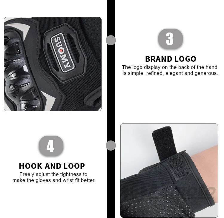 SUOMY Summer Half Finger Motorcycle Gloves Shockproof Non-slip Motocross Racing Fingerless Gloves Moto Biker Cycling Gloves