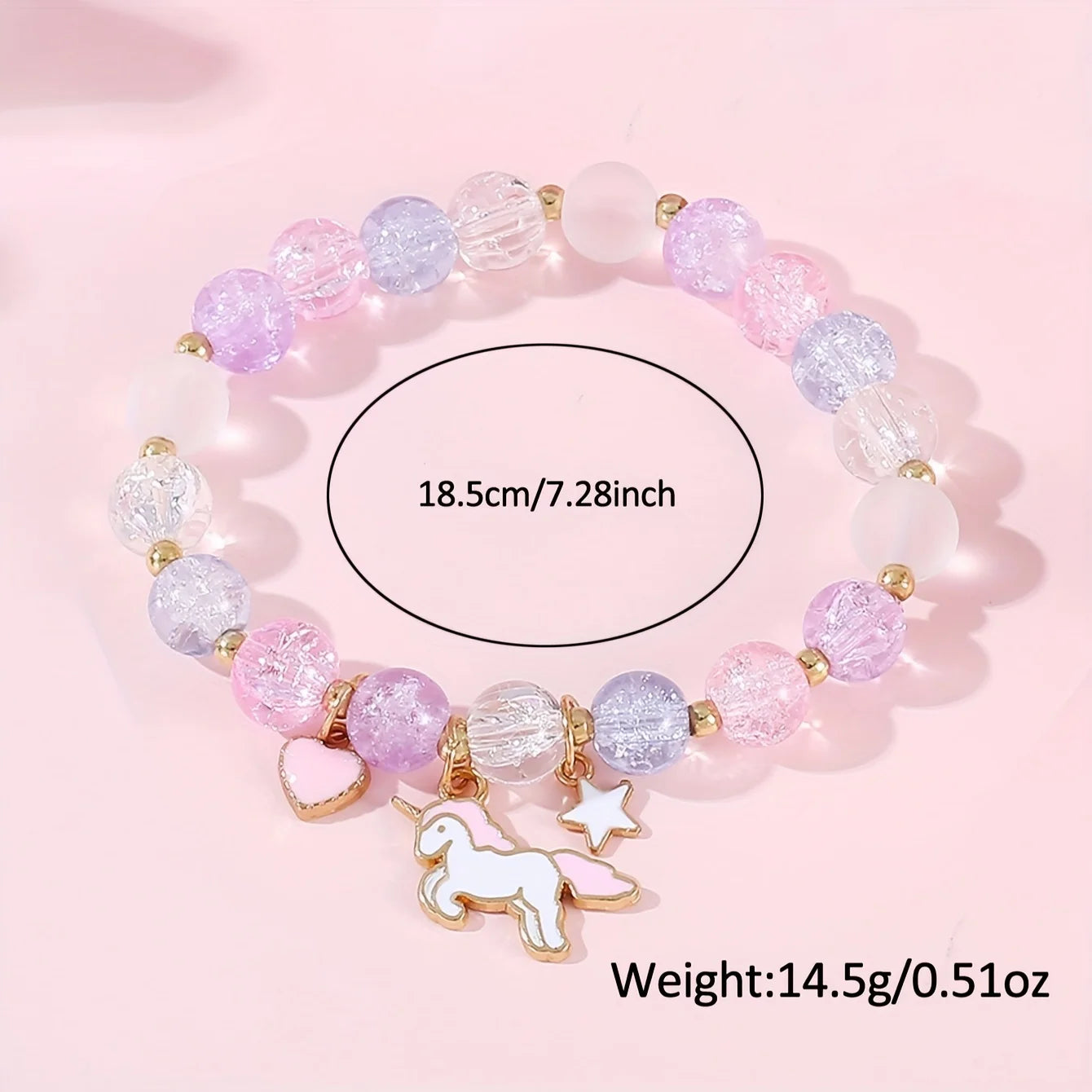 1/2pcs/set, 1pc Girls Light LED Luminous Cartoon Unicorn Quartz Wristwatch & 1pc Beaded Bracelet, Ideal choice for Gifts