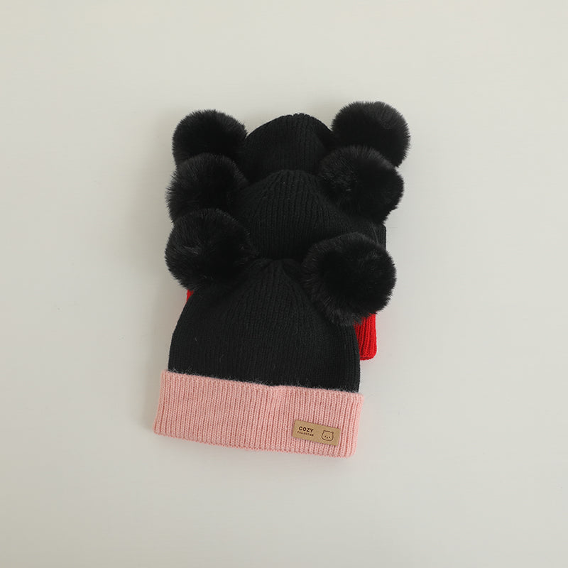 Cozy Winter Baby Hat Soft Cartoon Mouse Head Hat for Girls Boys Pom Pom Ball Hat for Kids Outdoor Warm Newborn Cap Infant Hats