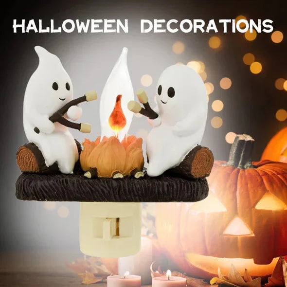New Fashionable Ghost Campfire Nightlight Ghost Campfire Flickering Plug In Night Light Halloween Ghost Pumpkin Night Light