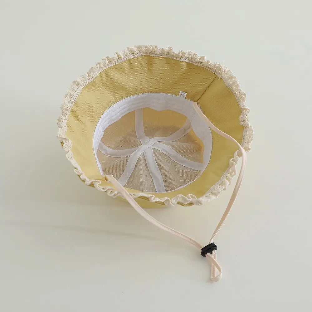 Panama Summer Small Mushroom Baby Bucket Hat for Girls Cotton Toddler Sun Cap Children Beach Sun Hat Kids UV Protection Cap