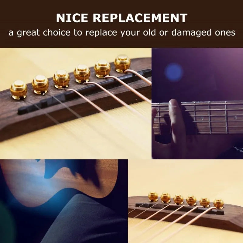 1 Set Acoustic Guitar Bridge Pin Guitar Strings Nail Solid Copper Brass with Guitar Bridge Pin Puller