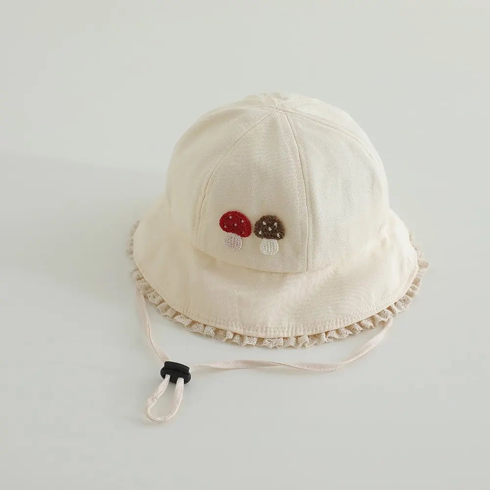 Panama Summer Small Mushroom Baby Bucket Hat for Girls Cotton Toddler Sun Cap Children Beach Sun Hat Kids UV Protection Cap