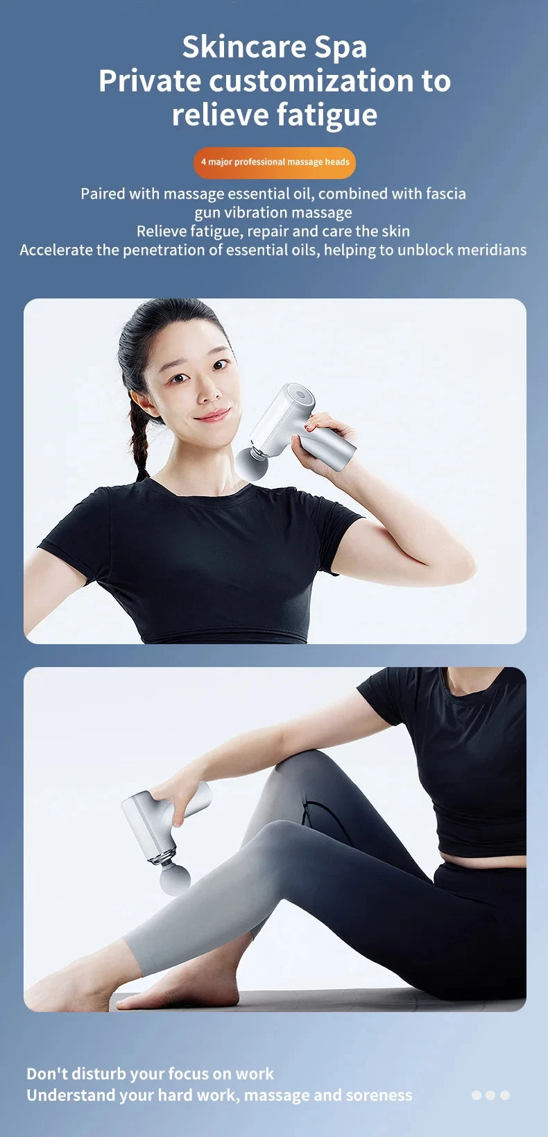 Portable AI Fascial Massage Gun Electric Percussion Massager Body Relaxation With 4 Replaceable Massage Head LED Night Light