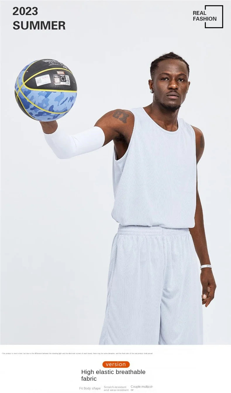 NASA GISS Double sided Basketball Suit Ice Silk Sports Set Men's Summer Quick Drying Men's Running and Fitness Sleeveless T-shir