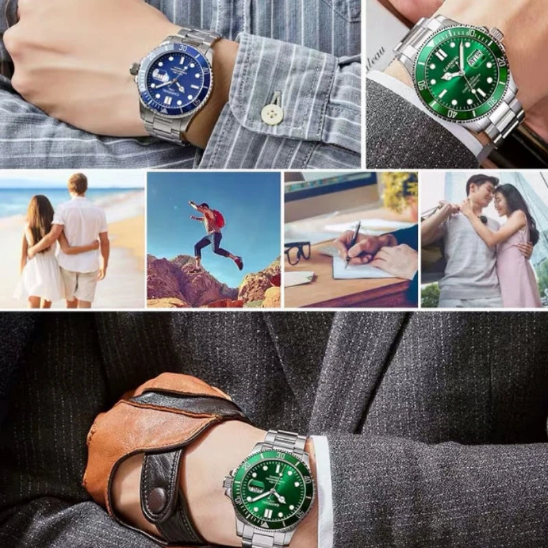 Kegllect Luxury Stainless Steel Geneva Business Calendar Date Men Watches