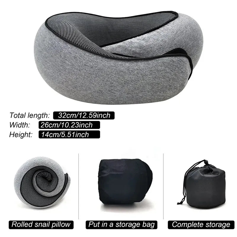 Portable Adjustable Travel Neck Pillow Memory Foam U-shaped Pillow Snail Style Travel Neck Support Soft Noon Break Sleep Pillow