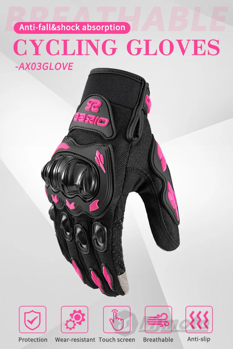 Summer Lady Pink Motorcycle Gloves Women Breathable Motorbike Riding Gloves Anti-fall Touch Function Motocross Moto Biker Gloves
