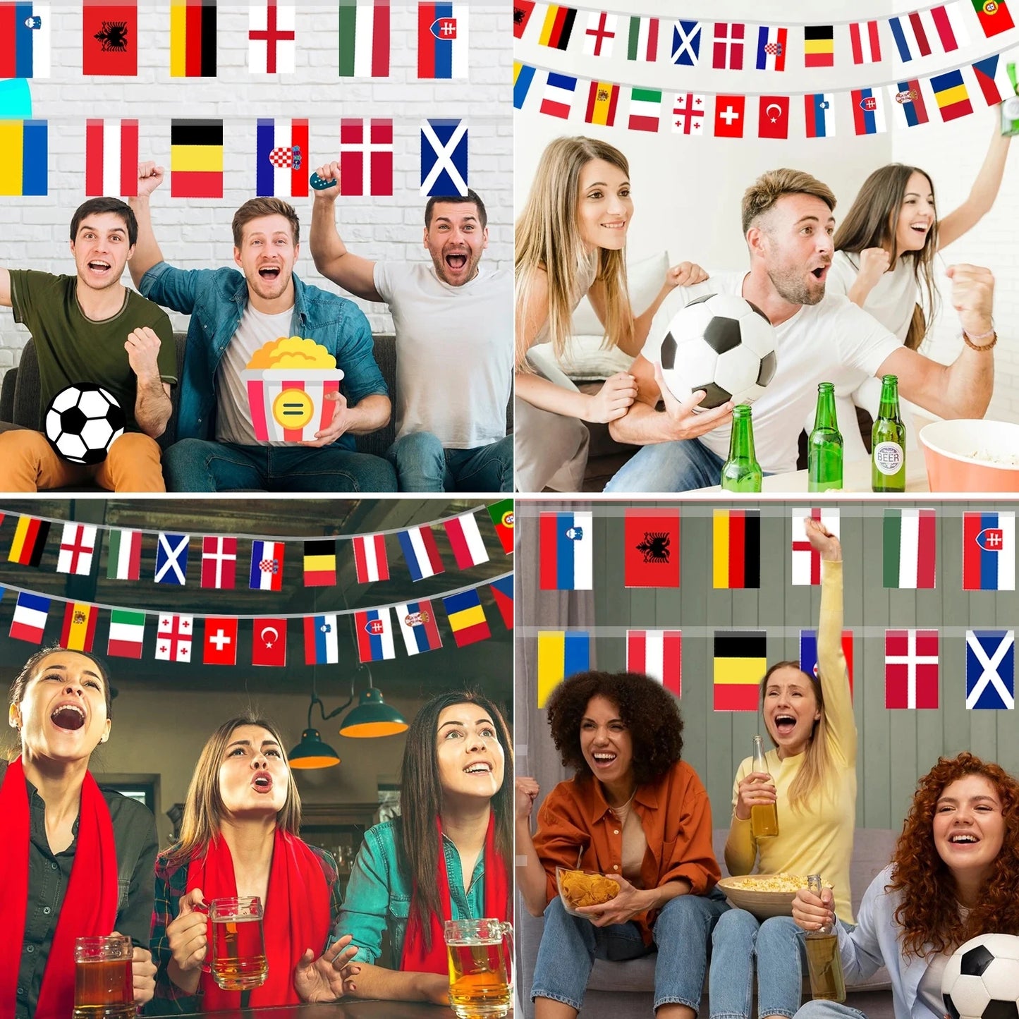 European 24 Participating Teams Flags EURO Football Championship Fabric Bunting for Garden, Bar, Restaurant and Party Decoration