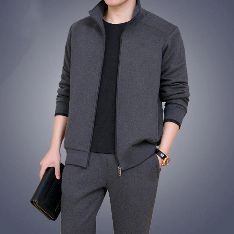 Men's autumn and winter two-piece trendy cardigan sweater casual sports set men's full set youth top and pants
