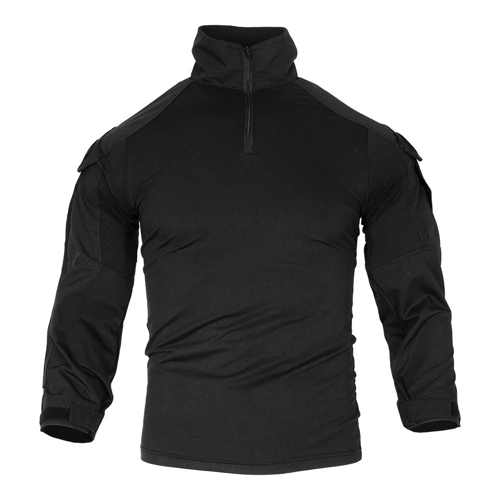 Men Camouflage Uniform Combat Shirt Outdoor Tactical Long Sleeve Shirt Paintball Camping Hunting Clothing