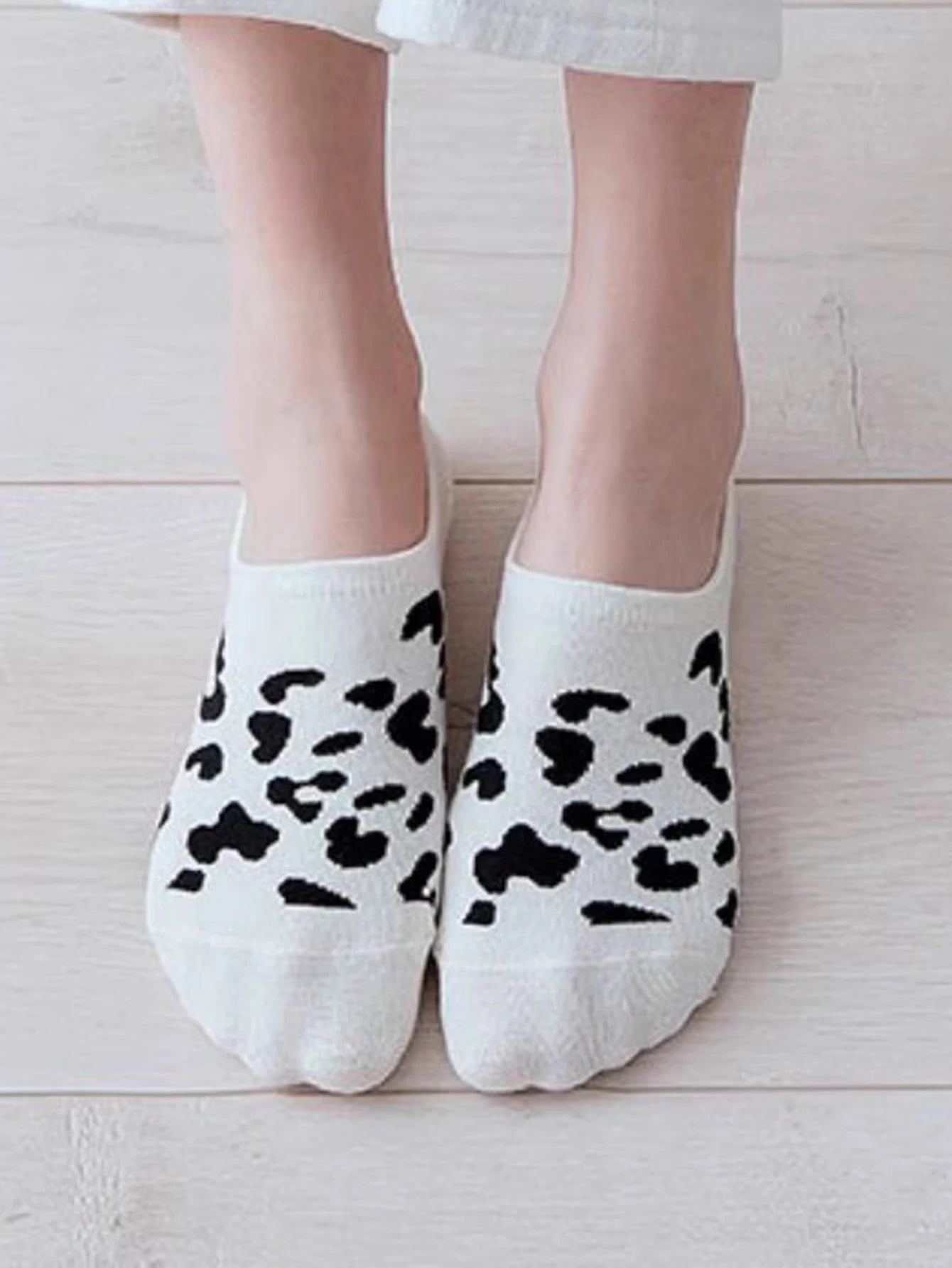 5 Pairs Women Invisible Boat Socks Spring Summer Leopard Print Fashion Wild Shallow Mouth Felmen Slipper Sock