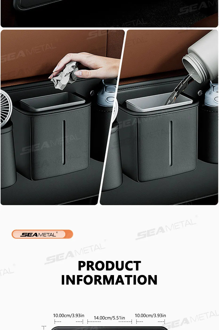 BLALION Car Seat Back Organizer PU Anti Kick Pad Short Auto Tissue Pocket Storage Bag With Cup Holder Trash Can Bin Accessories