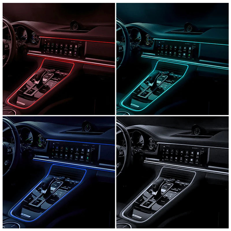 BLALION 2M/3M/4M/6M Car Interior Lighting LED Strip Decoration EL Wiring Neon Auto Flexible Ambient Light Party Atmosphere Diode