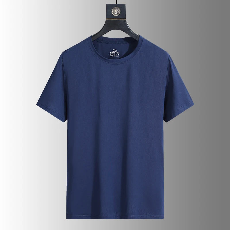 NASA GISS Bull Running Capacity Round Neck Mesh Ice Silk Short Sleeve T-shirt for Men's Summer Thin Loose Sports Quick Drying Br
