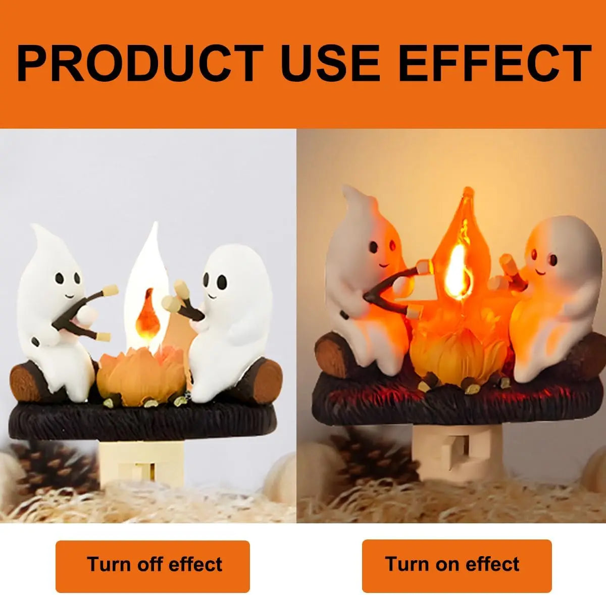 New Fashionable Ghost Campfire Nightlight Ghost Campfire Flickering Plug In Night Light Halloween Ghost Pumpkin Night Light