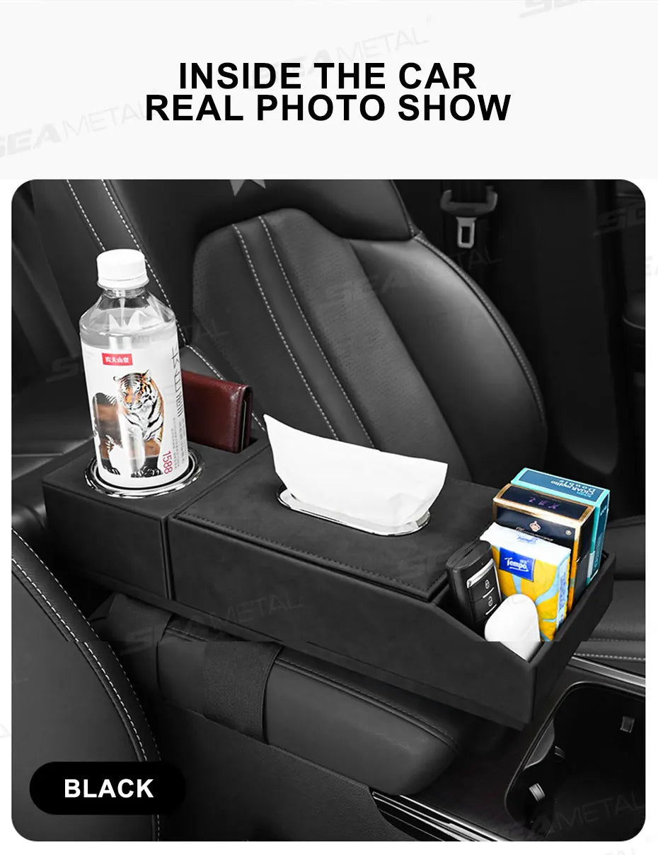 BLALION Car Armrest Mat Height Increase Pad Car Tissue Storage Box Cup Holder Armrest Protect Cushion Elbow Support Arm Cover