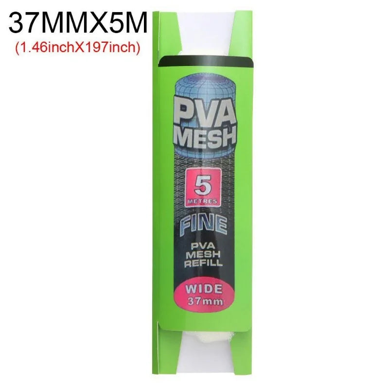5M Soluble PVA Mesh Refill Carp Fishing Feeder Fishing Lures Refill Rig Hook Bait Wrap Bags 37mm PVA Bag