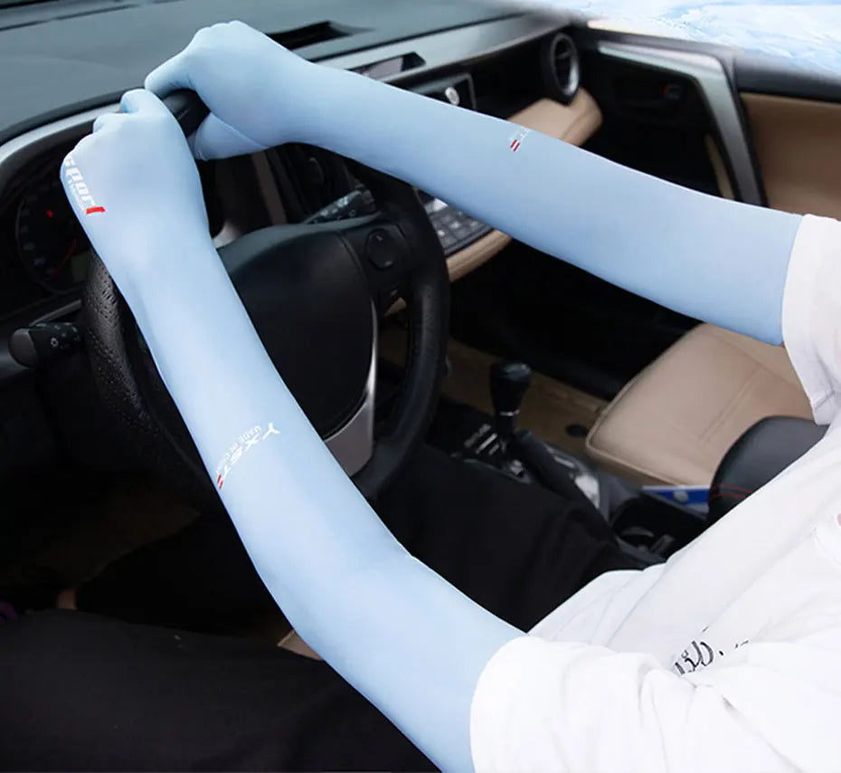 SEAMETAL Ice Silk Sun Protect Arm Sleeves High Elasticity Long Sleeves Ultraviolet-Proof Outdoor Car Driving Summer Cool Sleeve