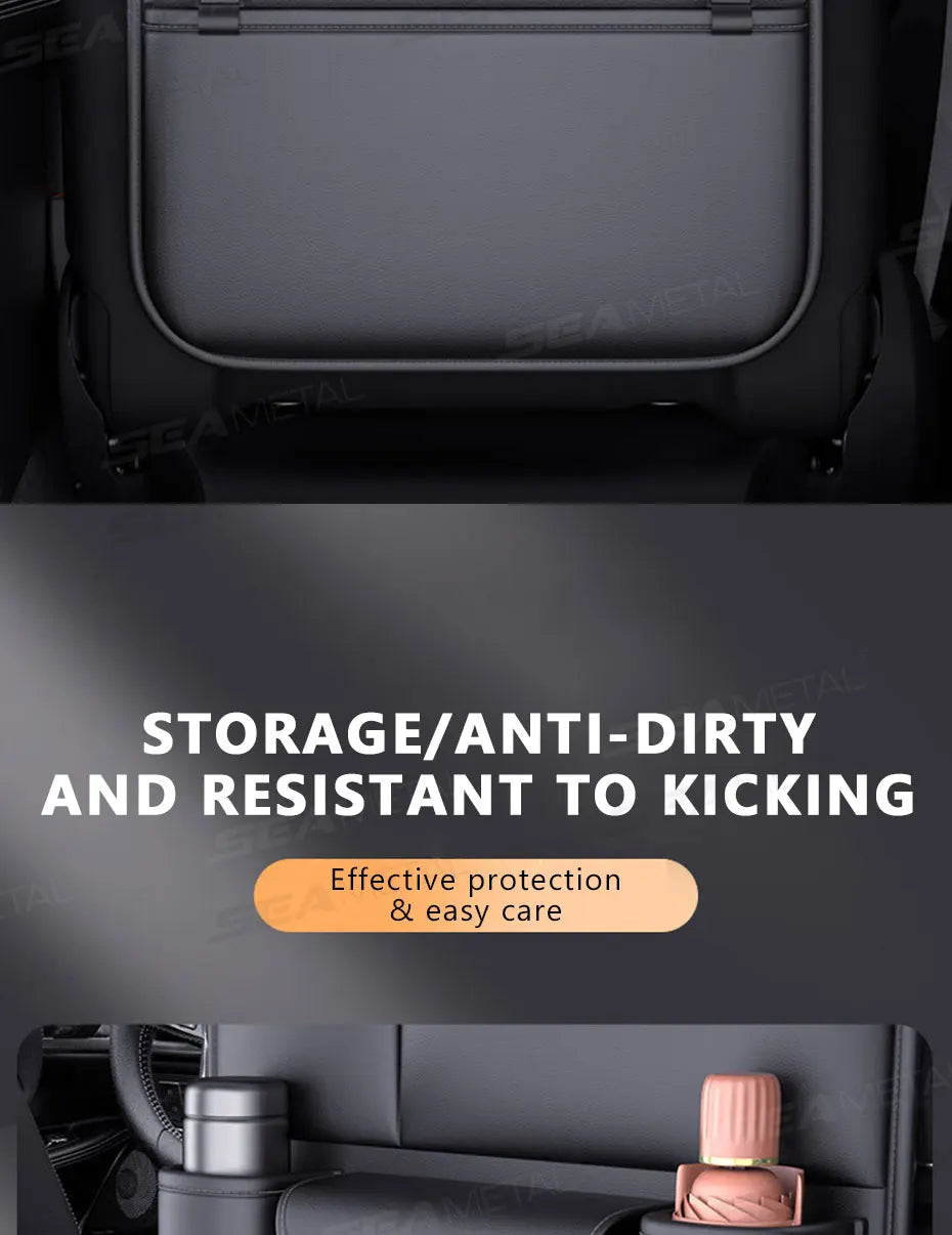 BLALION All in one Car Seat Back Storage Bag Upgraded 5-Pocket Auto Organizer Hanging Bag with Tissue Cup Holder Anti Kick Pad