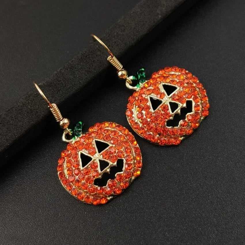 1 Pair Halloween Earrings Pumpkin Skull Metal Earrings Female Jewelry Ghost Festival Female Ear Jewelry Earring New
