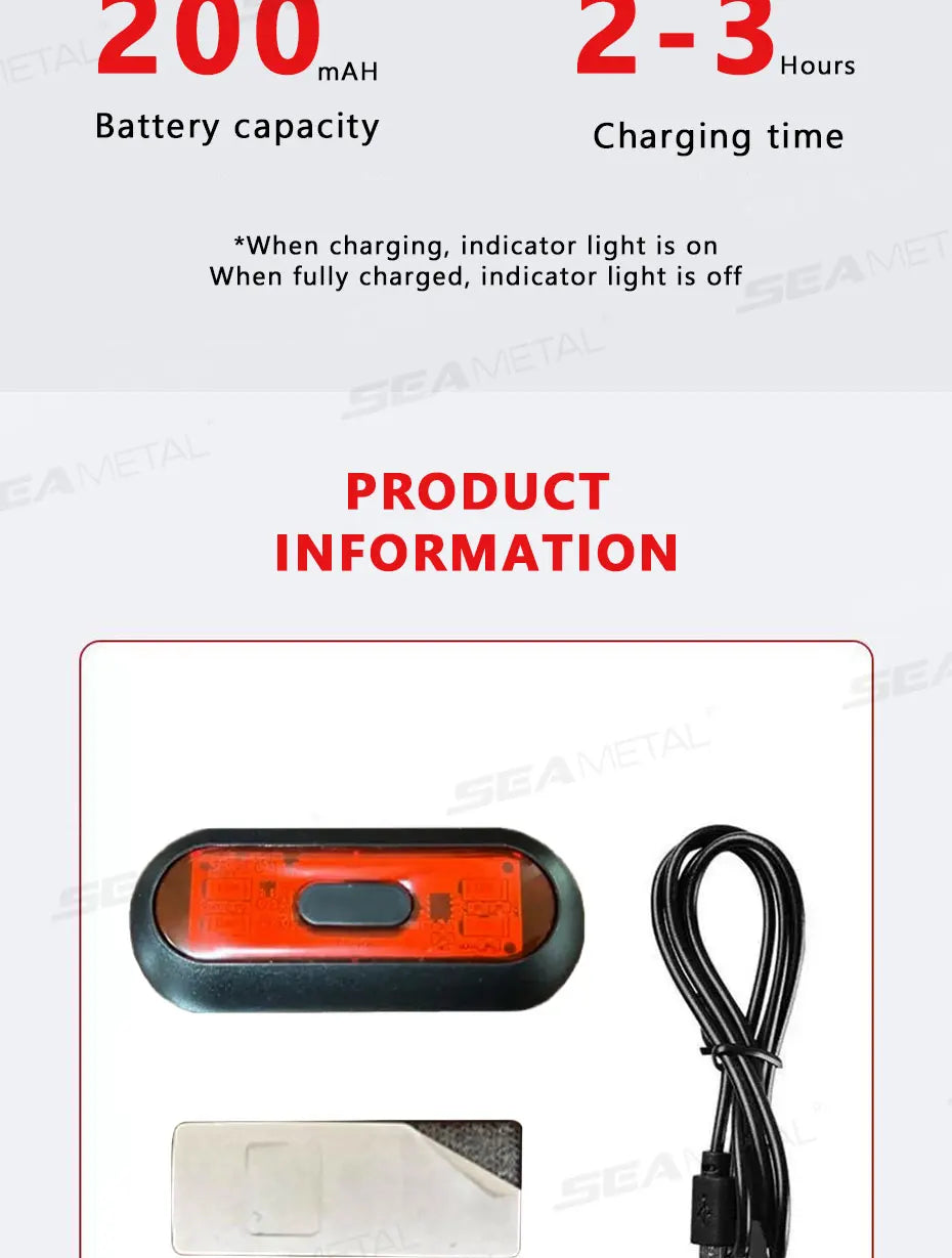 BLALION Motorcycle Helmet Light Bike Taillight Waterproof USB Rechargeable Bicycle Helmet Taillight Safety Signal Warning Lamp