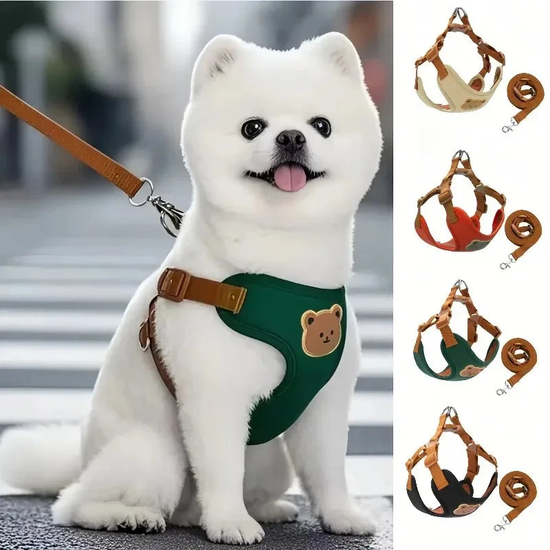 Dog Harness Chest Strap Pet Accessories Dogs Collars Pet Vests Accessories Pets Collar Leash Set Puppy Leather