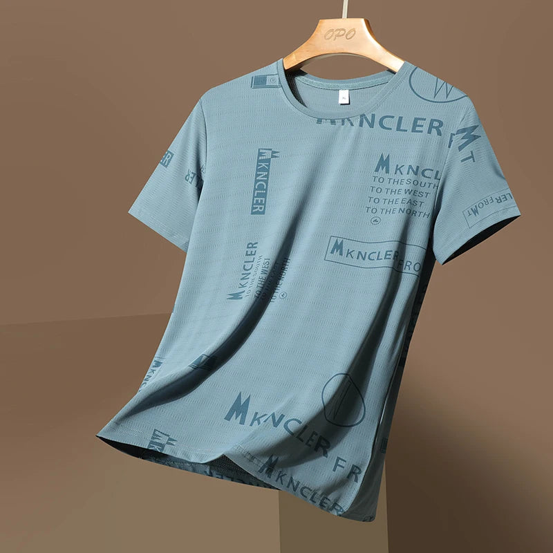 NASA GISS short sleeved t-shirt for men with round neck, fashionable and casual ice silk T-shirt for men with loose fitting, fas
