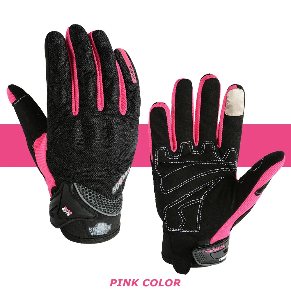 SUOMY Women Motorcycle Gloves Summer Breathable Motorbike Racing Gloves Lady Pink/Purple Motocross Gloves Touch Function