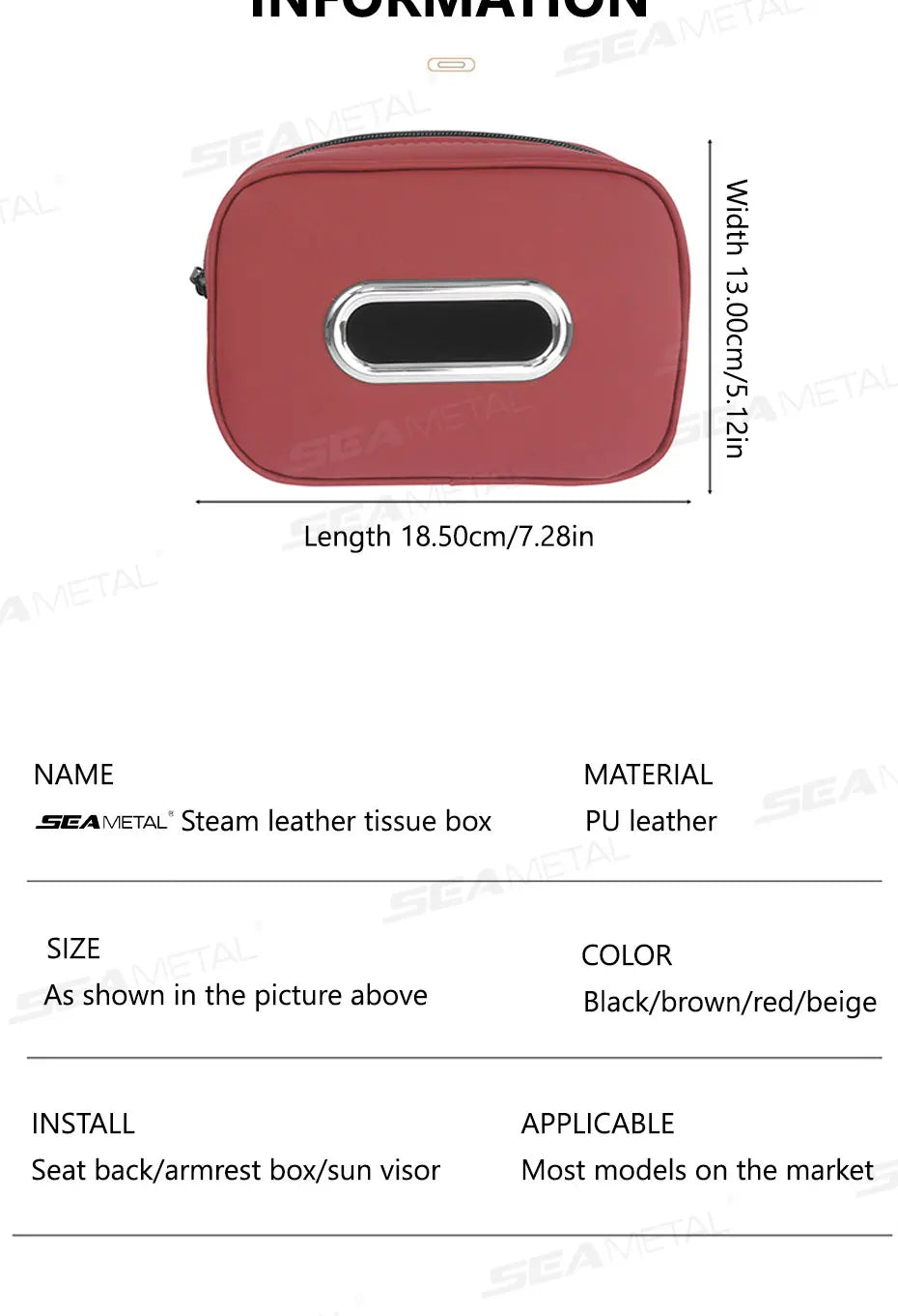 BLALION Car Tissue Box Holder Nappa Leather Car Center Console Armrest Napkin Box Sun Visor Backseat Tissue Case with Fix Strap