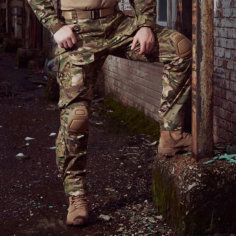 Men Combat Camo Cargo Pants Outdoor Tactical Training Trousers Camouflage Multicam Trekking Hunting Clothes